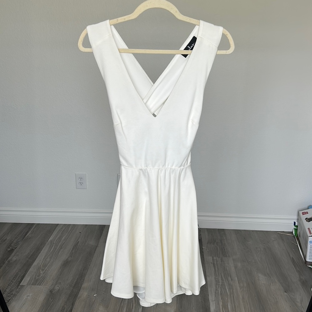 Lulus white backless skater mini dress